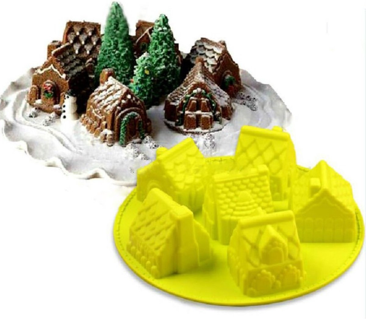 cakevorm Huisjes siliconen vorm voor cake chocolade fondant ijs