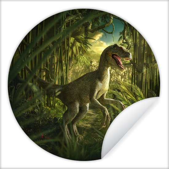 Behangsticker kinderkamer - Dinosaurus - Planten - Groen - Illustratie - Kinderen - Jongens - Jongenskamer decoratie - 50x50 cm