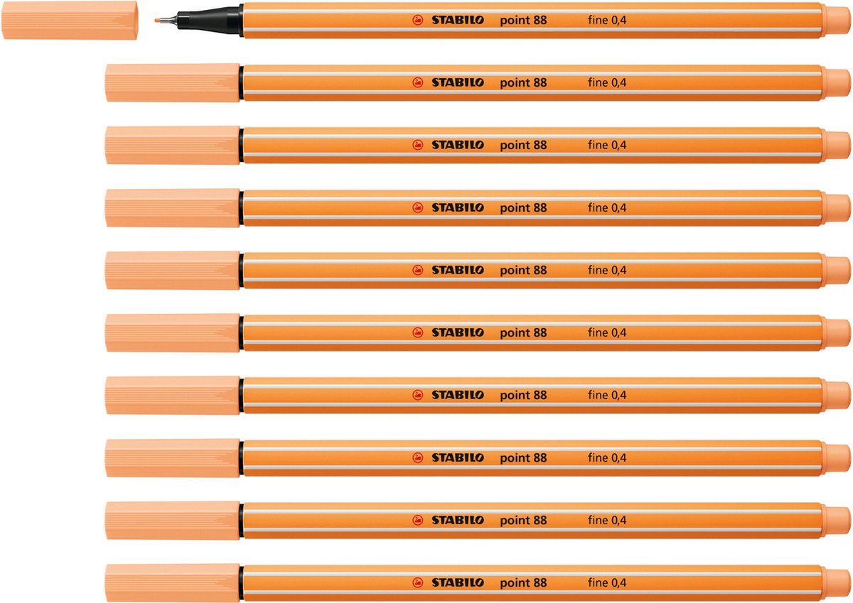 STABILO point 88 - Premium Fineliner - Fine 0,4 mm – Pastel Oranje– Doos 10 stuks