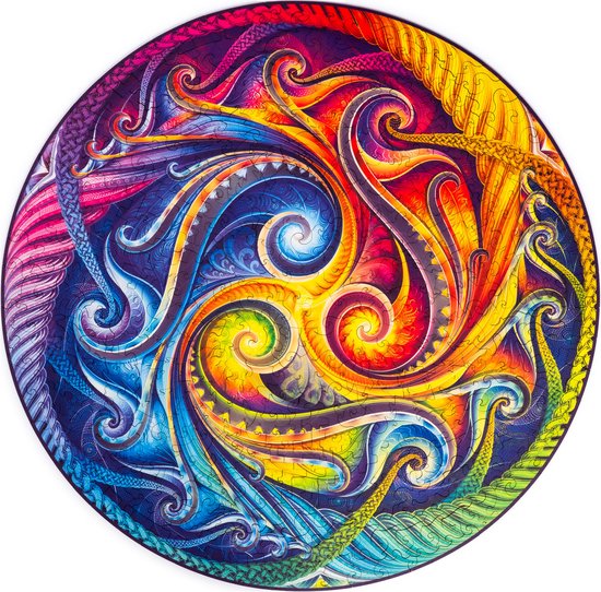 UNIDRAGON Houten Puzzel Voor Volwassenen Mandala - Spiraal Incarnatie - 350 stukjes - King Size 33x33 cm