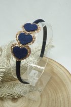 Kersthaarband - Hartjes - Goud - Donker blauw - Diadeem - Kerst - Bows and Flowers