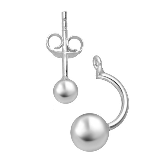EAR IT UP - Boucles d'oreilles - Boule - Piercing - Veste - Boucles d'oreilles clous Push back - Argent 925 - 14 x 10 mm - 1 paire
