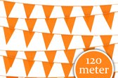 Oranje Versiering | 12 stuks Vlaggenlijn 10 meter Oranje Vlaggetjes