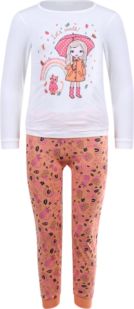 Super leuke meisjes pyjama LETS WALK met Paraplu van het bekende merk PEBBLE STONE maat 110