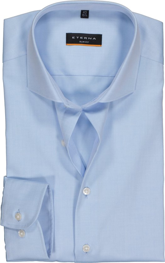 ETERNA slim fit overhemd - niet doorschijnend twill - lichtblauw - Strijkvrij - Boordmaat: 45