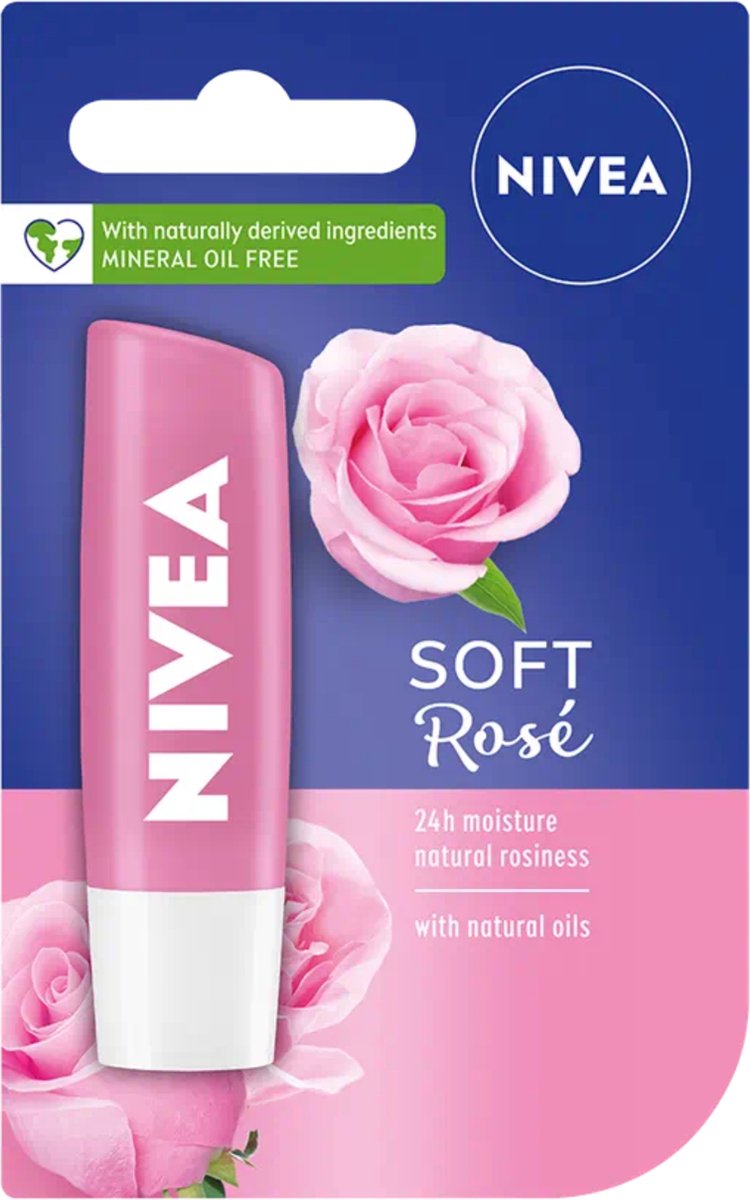 Nivea - Labello Soft Rosé Lippenbalsem - 5,5 ml Stick - Lipbalsem - Lipbalm - Lipverzorging - Verrijkt met Shea boter en Bio Jojoba olie