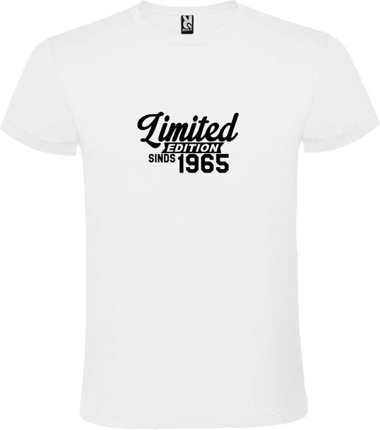 Wit T-Shirt met “ Limited edition sinds 1965 “ Afbeelding Zwart Size XXXXXL
