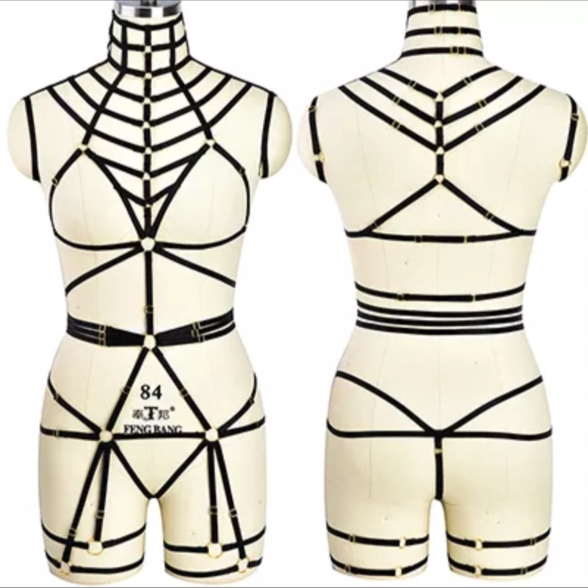 Goedkoopste Straps - lingerie - zwart - bandjes - harnas - body