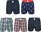 MG -1 Wide Boxer Shorts Noël Print Men 5-pack Multipack Blauw - Taille XL - Boxer Boxers homme