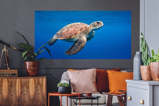 Stickers muraux - Film autocollant - Tortue dans l'océan - 160x80 cm - Film adhésif - Stickers muraux chambre enfant - Papier peint autocollant - Papier peint autocollant - Film autocollant