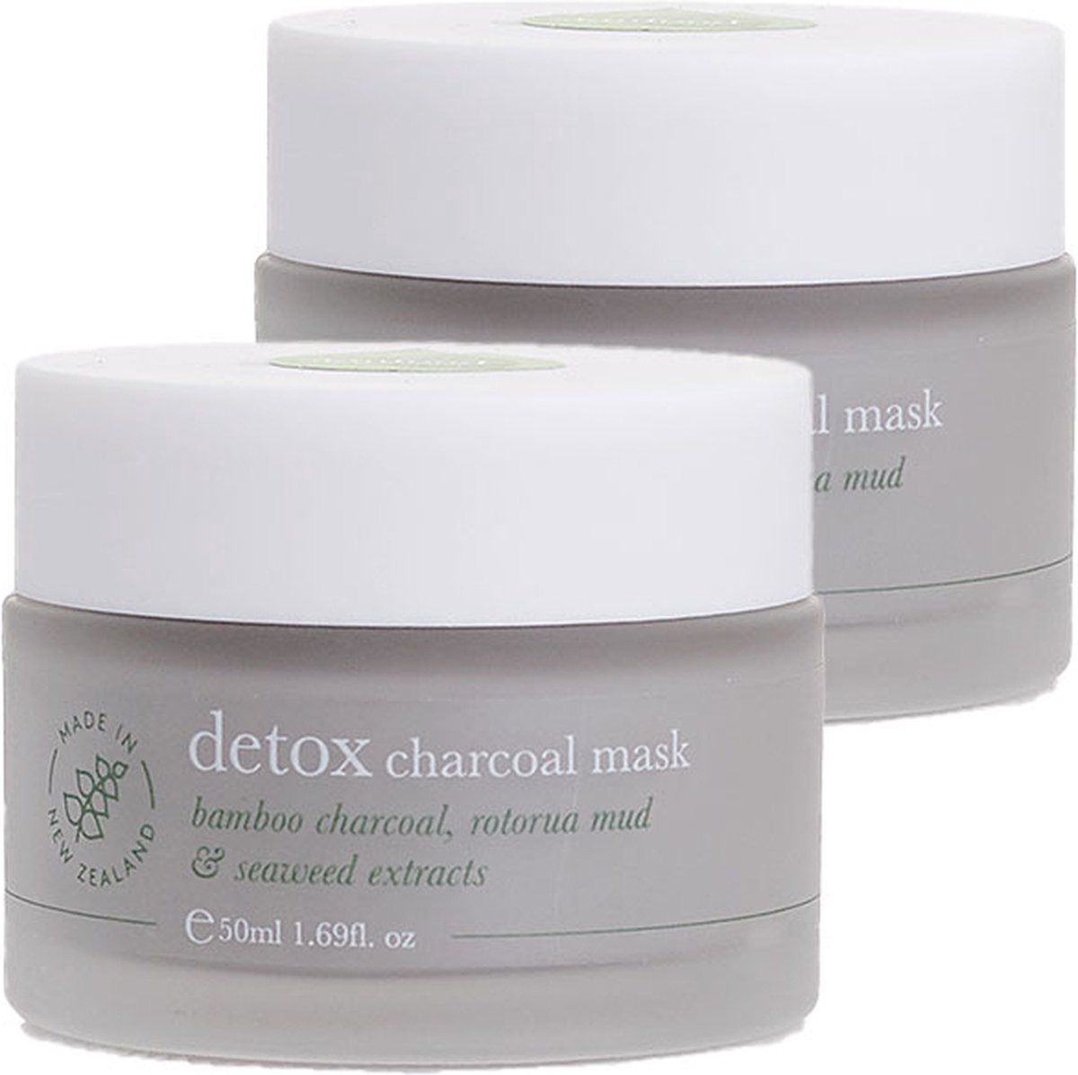 SKINFOOD NZ Skincare Detox Charcoal Mask - Gezichtsmasker - Voor Normale tot Vettige Huid - Vegan & Dierproefvrij - 2 x 50ml