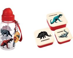 Rex London school set met Drinkfles en Snackdoosjes - 3 stuks - Dinosaurus