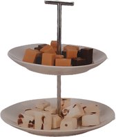 Etagère 2-laags.  High Tea serveerplateau Tapas kaasplankje borrelplank bonbons. Rond / 23 en 17 cm.