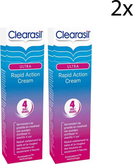 Clearasil Ultra Rapid Action Cream - Behandelingscrème - 2 x 15 ml