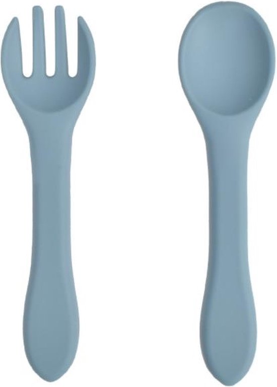 Dutsi - Set de Couverts pour Enfants en Siliconen - Bleu Pastel