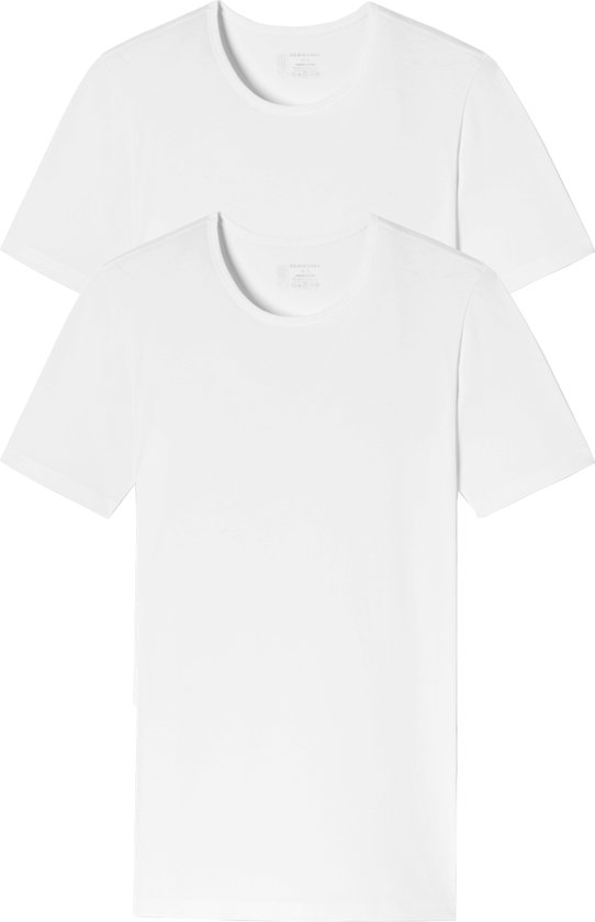 SCHIESSER 95/5 T-shirts (2-pack) - O-hals - wit - Maat: S