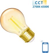 Kogellamp E27 4.5W WiFi + Bluetooth CCT 2700K-6500K | Smartlamp G45 - warmwit - daglichtwit filament LED ~ 470 Lumen - amber glas - 230 Volt