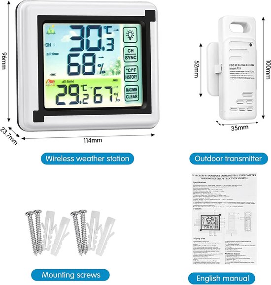 Thermomètre d'ambiance - Thermomètre numérique - Humidimètre - Thermomètre  d'intérieur | bol.com