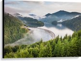 WallClassics - Toile - Barrage entre les Montagnes et les Forêts - 100x75 cm Photo sur toile (Décoration murale sur toile)