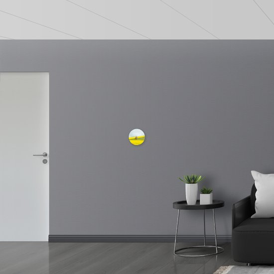 WallClassics - Cercle mural Dibond - Arbre au champ de fleurs jaunes - Photo 20x20 cm sur cercle mural en aluminium (avec système d'accrochage)