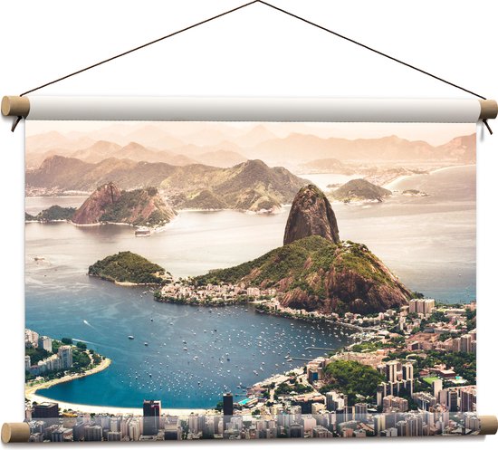 WallClassics - Textielposter - Suikerbroodberg Rio de Janeiro - 60x40 cm Foto op Textiel