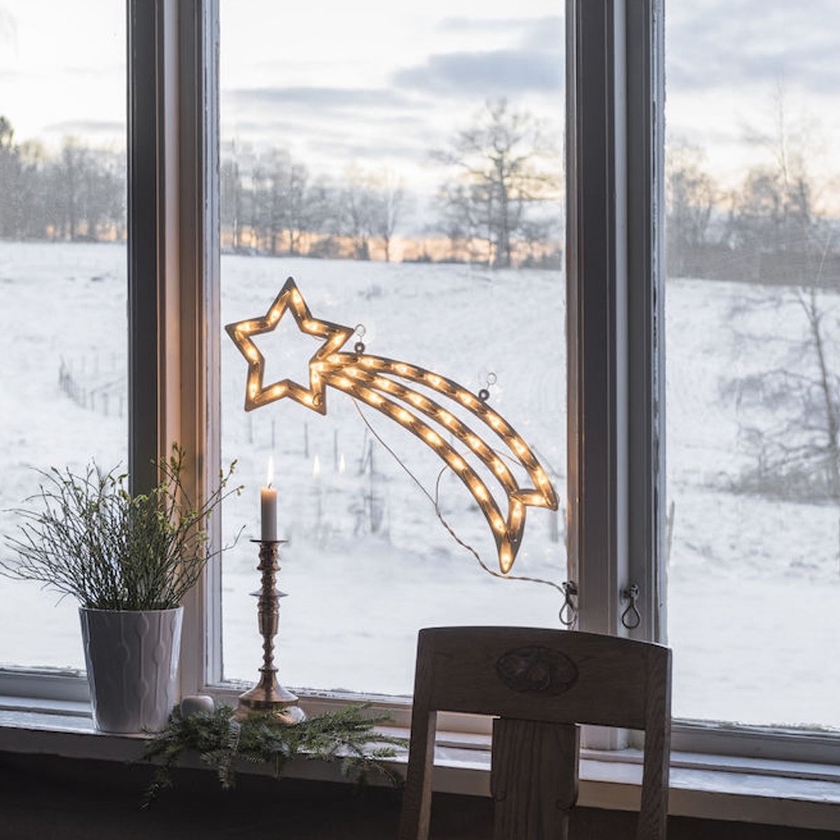 Kerstster voor binnen Vallende ster 35 LEDs 22 x 55 cm Warmwit