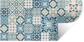 Muurstickers - Sticker Folie - Bloemen - Blauw - Design - Tegel - 40x20 cm - Plakfolie - Muurstickers Kinderkamer - Zelfklevend Behang - Zelfklevend behangpapier - Stickerfolie