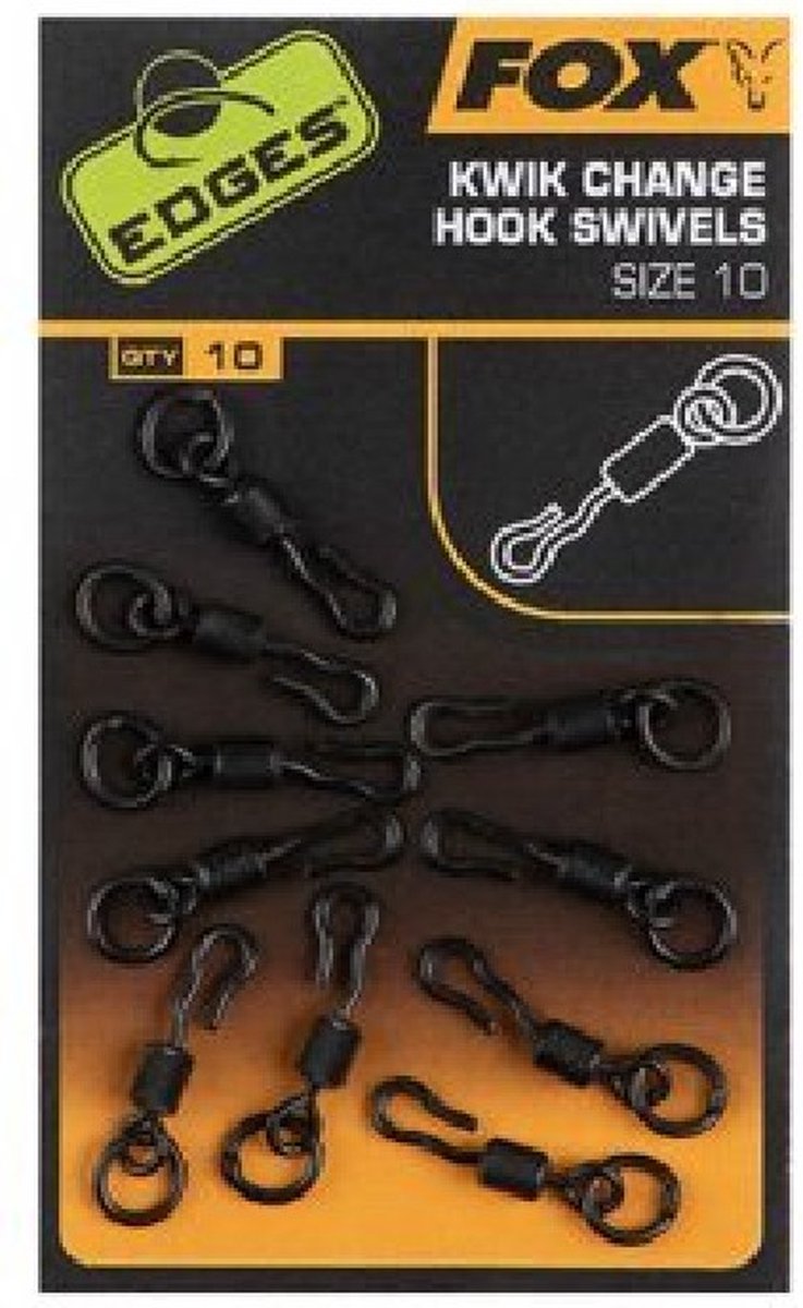 Fox Edges Kwik Change Hook Swivels (10 pcs) - Maat : size 11