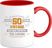 50 Jaar vintage legend - Abraham jubileum - verjaardag  cadeau - Kado tip - Mok - Rood