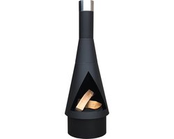 GardenMaxX Tuinhaard Denver 125 Black - Terrasverwarming - Sfeerhaard - BBQ - Grill - Ø44x125cm - Zwart