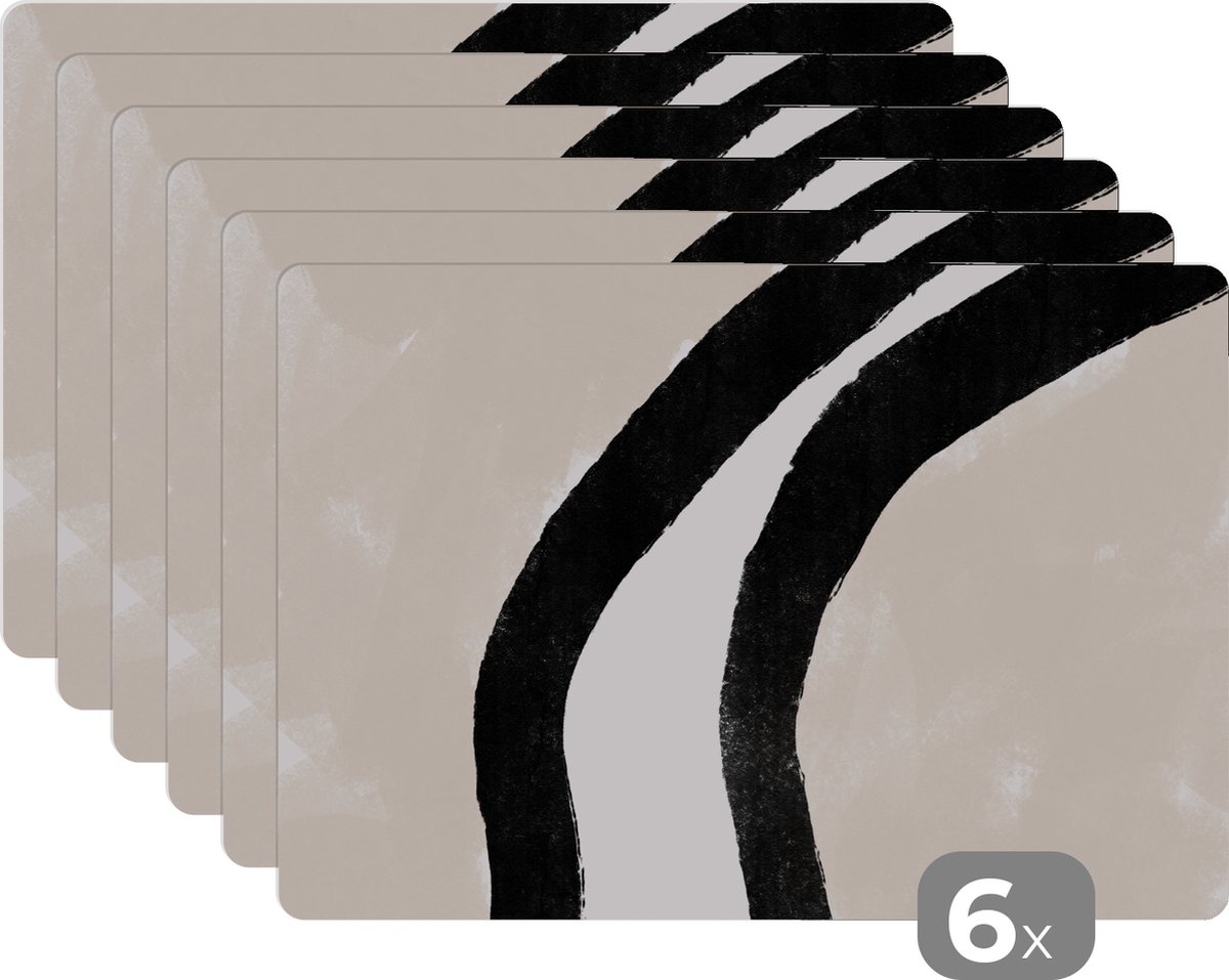 Placemat - Abstract - Design - Lijn - Onderleggers - 45x30 cm - Onderzetter - 6 stuks