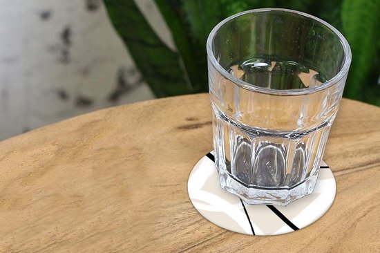 Sous-verres pour verres - Rond - Ligne - Abstrait - Minimalisme - Pastel - 10x10 cm - Sous-verres en verre - 6 pièces