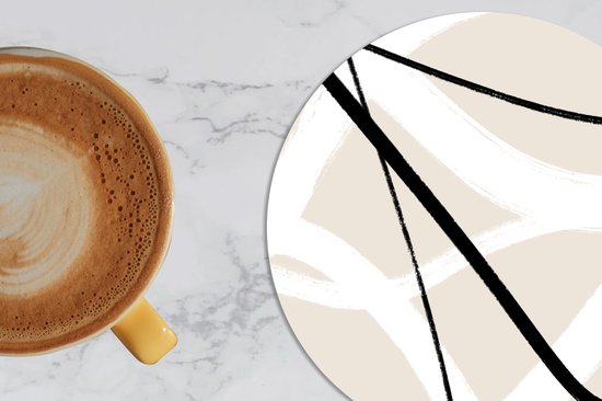 Sous-verres pour verres - Rond - Ligne - Abstrait - Minimalisme - Pastel - 10x10 cm - Sous-verres en verre - 6 pièces