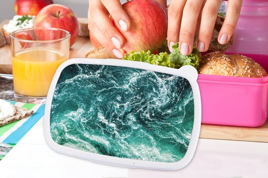 Broodtrommel Roze - Lunchbox - Brooddoos - Oceaan - Water - Zee - Luxe - Groen - Turquoise - 18x12x6 cm - Kinderen - Meisje