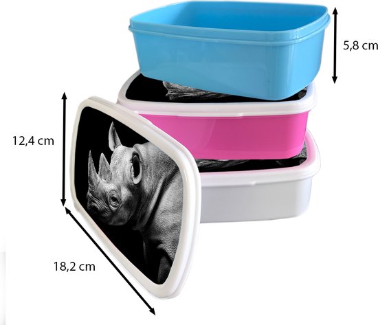 Broodtrommel Wit - Lunchbox - Brooddoos - Zwart-wit Foto Van Een Stoomtrein 18x12x6 Cm Volwassenen