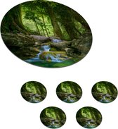 Onderzetters voor glazen - Rond - Jungle - Stenen - Water - Natuur - Planten - 10x10 cm - Glasonderzetters - 6 stuks
