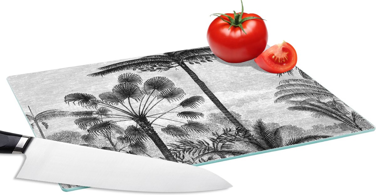 Glazen Snijplank - 28x20 - Design - Bomen - Natuur - Planten - Botanisch - Snijplanken Glas