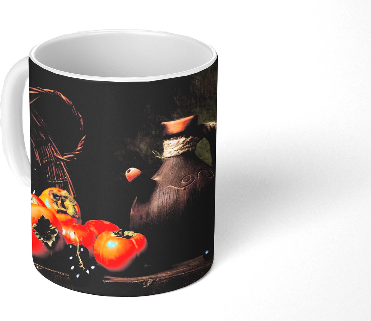 Mok - Koffiemok - Rustiek - Fruit - Kan - Mand - Stilleven - Mokken - 350 ML - Beker - Koffiemokken - Theemok
