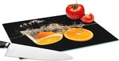 Glazen Snijplank - 28x20 - Sinaasappel - Stilleven - Water - Zwart - Fruit - Snijplanken Glas