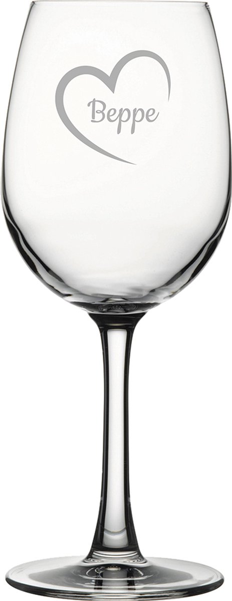 Gegraveerde witte wijnglas 36cl Beppe mei hert