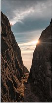 WallClassics - Poster Glossy - Soleil Derrière les Montagnes - 50x100 cm Photo sur Papier Poster avec Finition Brillante