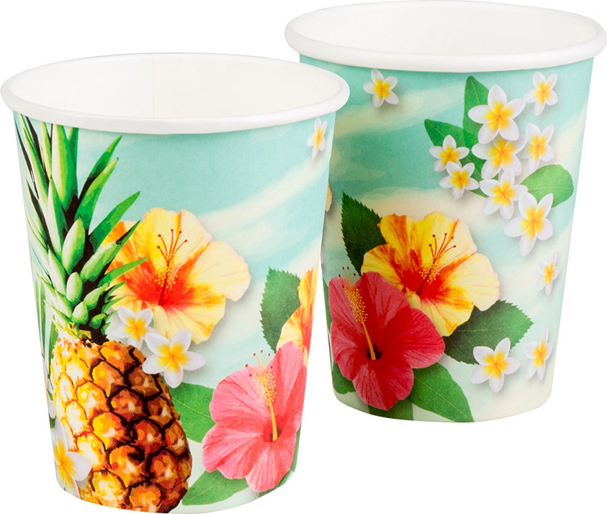 Boland - Set 10 papieren bekertjes Paradise - Tropisch - Hawaii - Themafeest - Tuinfeest - Verjaardag