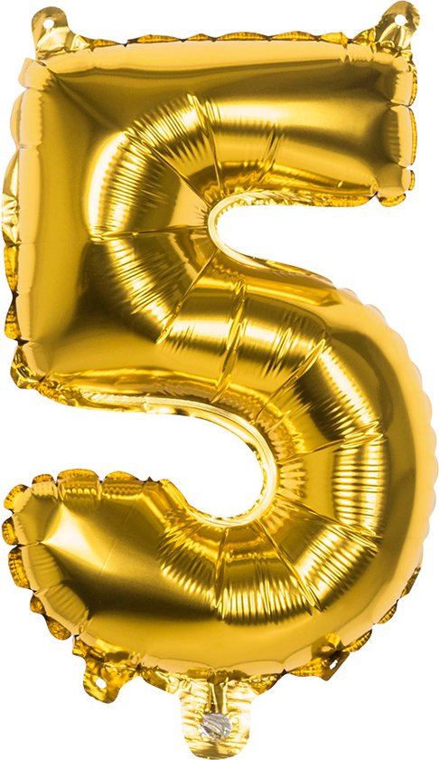 Boland - Folieballon cijfer (36 cm) 5 - Goud - Cijfer ballon