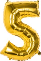 Boland - Folieballon '5' goud (86 cm) 5 - Goud - Cijfer ballon