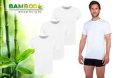 Bamboo Essentials - T Shirt Heren - Ronde Hals - 3 Stuks - Wit - XL - Bamboe - Ondershirt Heren - Extra Lang - Anti Zweet T-shirt Heren