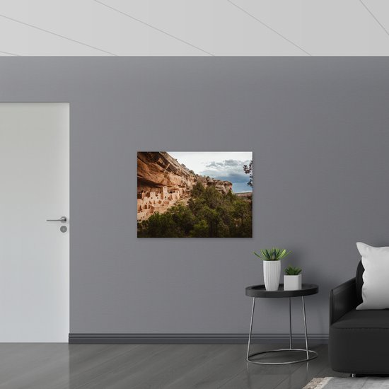 WallClassics - Toile - Village dans les Rochers - 100x75 cm Tableau sur Toile (Décoration murale sur Toile)