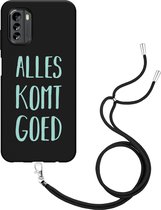 Nokia G60 Hoesje met Koord Zwart Alles Komt Goed - Designed by Cazy