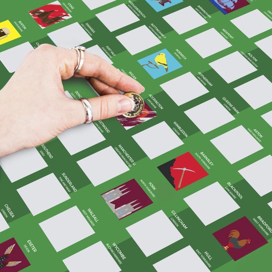 Affiche de liste de seaux – Carte à gratter des 100 équipes de football anglaises – Planifiez votre prochain voyage de football