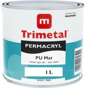 Trimetal Permacryl Pu mat - Hoogwaardige krasvaste polyurethaan acrylaat aflak - watergedragen voor binnen - 1 L mat RAL 9016 verkeerswit