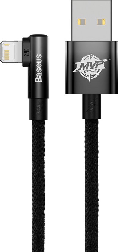 Baseus MVP 2 Haakse USB Kabel Lightning - 1M  Zwart